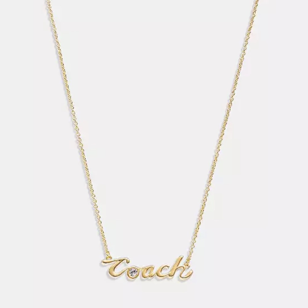Coach Logo Script Necklace nwt in packaging